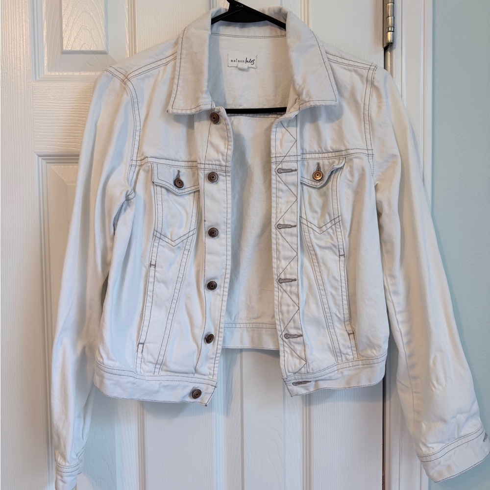 Madison Jules Women's White Denim Jacket